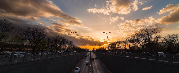 Majestic sunset over Pingyao ancient city 